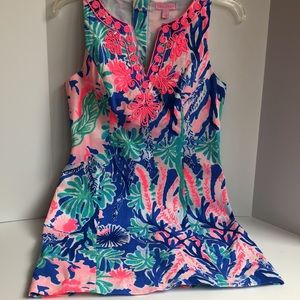 Lilly Pulitzer embroidered v-neck sleeveless lined sheath dress size 0